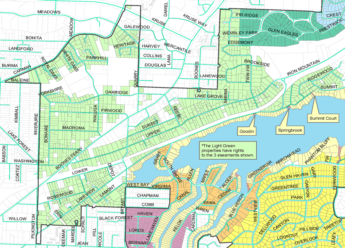 Easement map for Goodin, Springbrook, Summit Court